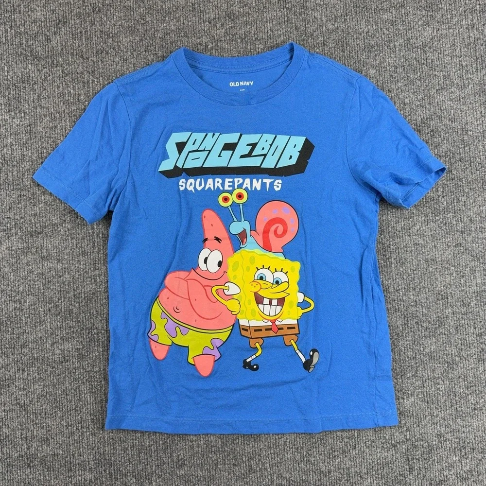 Old Navy Shirt Kids Medium 8 Blue SpongeBob SquarePants Patrick Gary Graphic Tee